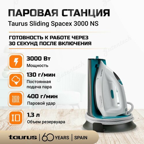 Паровая станция Taurus Sliding Spacex NS мощность 3000 Вт керамическая подошва бело-бирюзовый 1487100₽