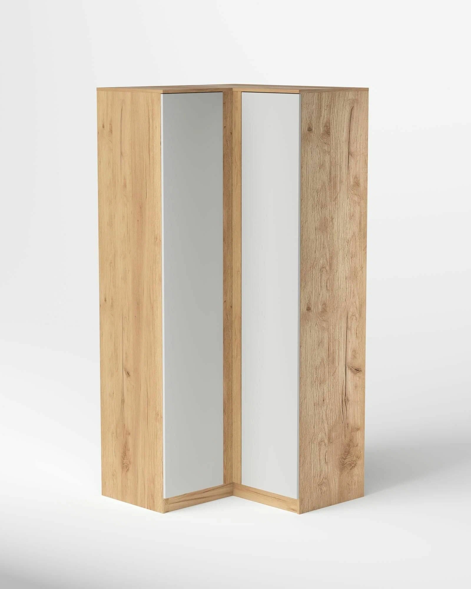 фото Угловой шкаф Охта 960 Белый/Дуб вотан ЛДСП с полками, с штангой для дома, детской, спальни, зала, гостиной, гардероба, коридора 960/1000х2100х500 петровская