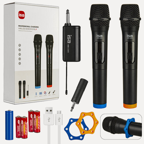 Изображение товара Беспроводной портативный микрофон WM-3305, 2 радиомикрофона с приемником