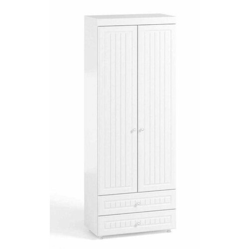 Шкаф 2дв (410) с 2 Малыми глухими дверьми и ящиками Катрин-К МН-44 Монако Белое дерево