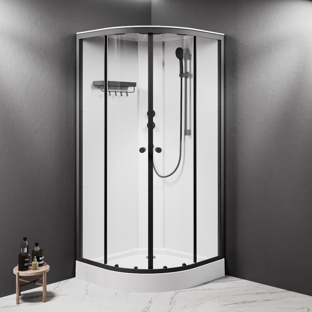фото Душевая кабина Am.Pm X-Joy W94C-401-090BT 90х90см, с крышей, стекло прозрачное, профиль черный матовый