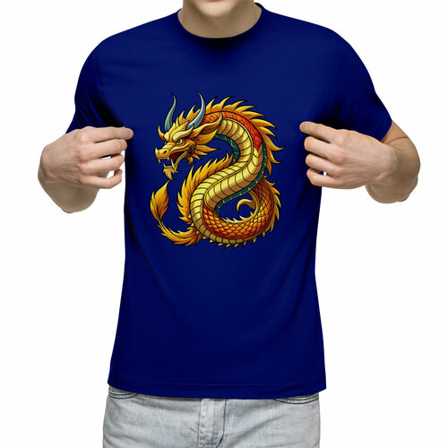 Футболка Us Basic, размер M, синий мужская футболка огненный дракон 2xl серый меланж