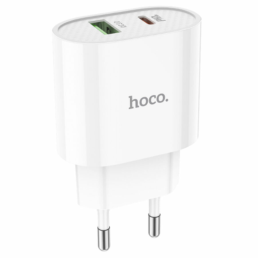 Сетевое зарядное устройство HOCO C95A Lineal 1xUSB + 1xUSB-C, 3A, 20W, белый