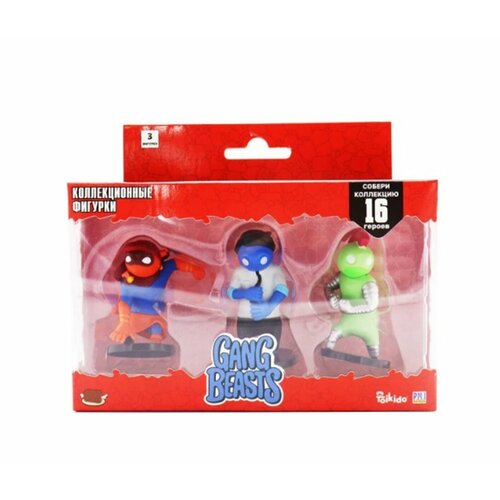 Набор фигурок Gang Beasts, в коробке с окном, 3 шт, синий герой в рубашке GB2021-A