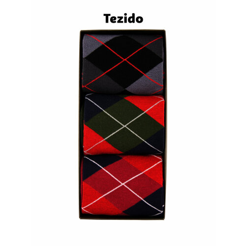 Носки Tezido, 3 пары, размер 41-46, красный, черный носки tezido 3 пары размер 41 46 черный