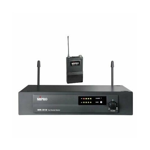 MiPro MR-818/MT-801a UHF - Одноканальная, двухантенная диверситивная радиосистема с портативным поясным передатчиком MT-801 (комплект), пластиковый корпус радиосистема opus uhf 8420hh с 4 микрофонами в алюминиевом кейсе