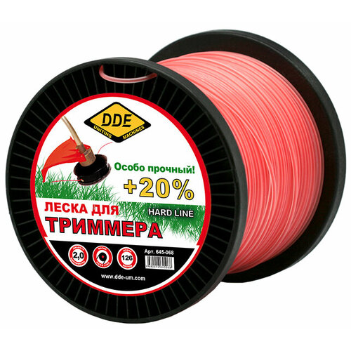 корд триммерный на катушке dde speed line звезда 2 4ммх346м красный Корд триммерный на катушке DDE Hard line (круг армир, 2,0ммх126м, серый/красный)