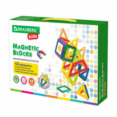 Магнитный конструктор Brauberg Big Magnetic Blocks-42 магнитный конструктор big magnetic blocks 42 42 детали brauberg kids