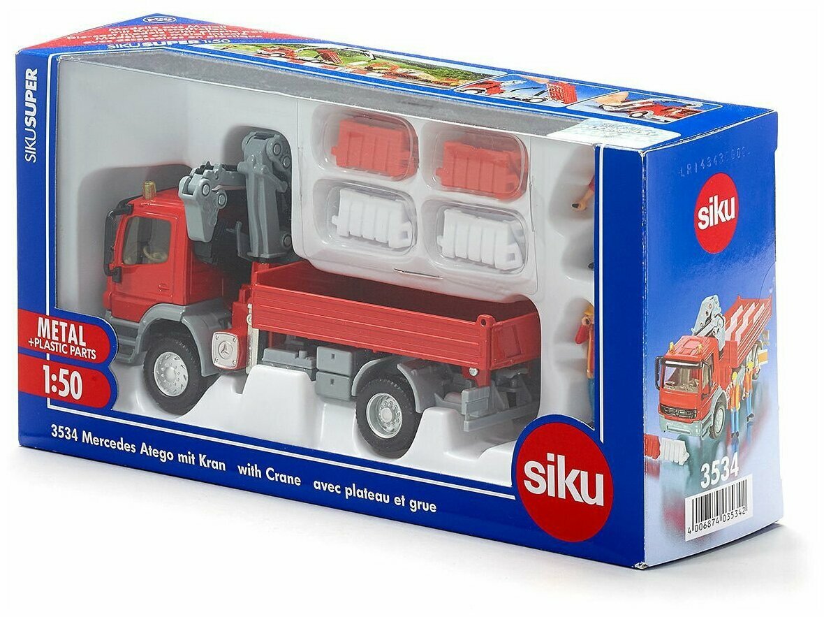 Грузовик Siku Mercedes Atego (3534) 1:50, 14.4 см, красный