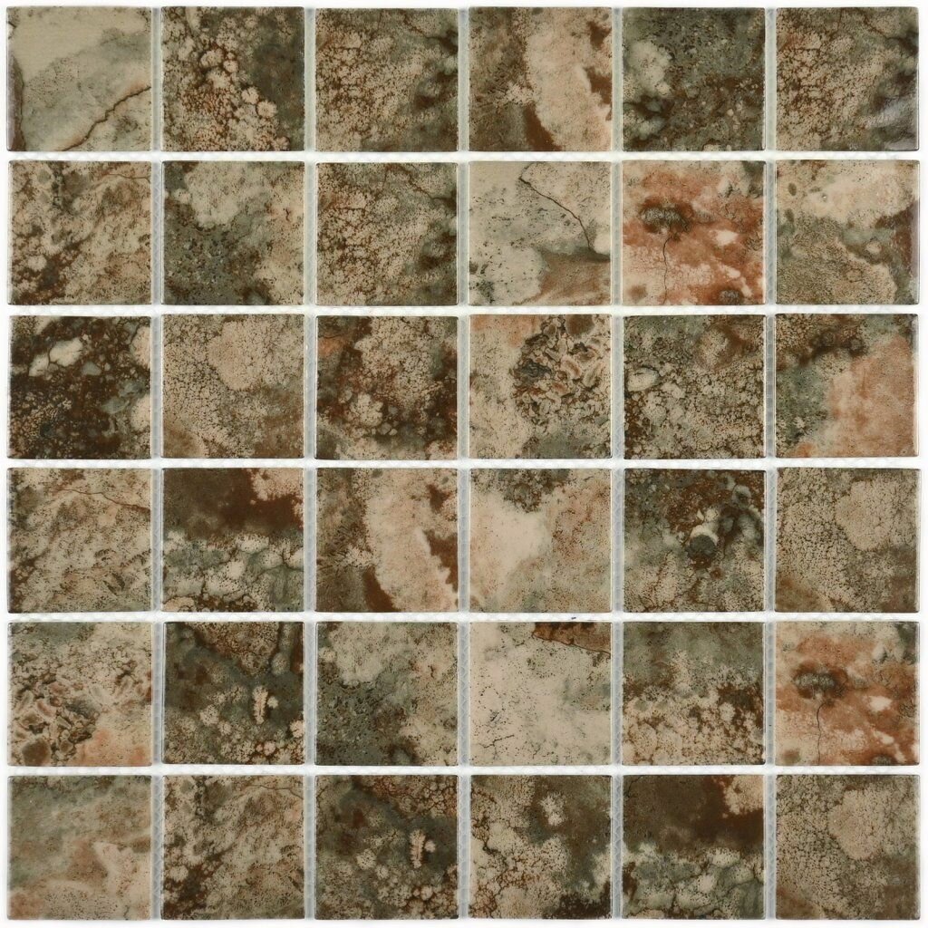 Мозаика стеклянная Amuletto Leaf/Амулетто коричневый (48х48) 300х300х4.5 мм (шт) > Сток