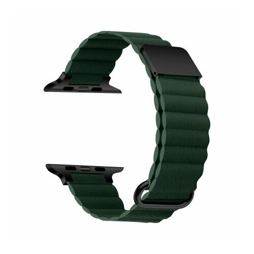 Ремешок кожаный GreatCase Leather Loop Ultra для Apple Watch 42/44/45/49 мм, 235мм, на магните, Темно-Зеленый