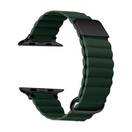 Ремешок кожаный GreatCase Leather Loop Ultra для Apple Watch 42/44/45/49 мм, 235мм, на магните, Темно-Зеленый