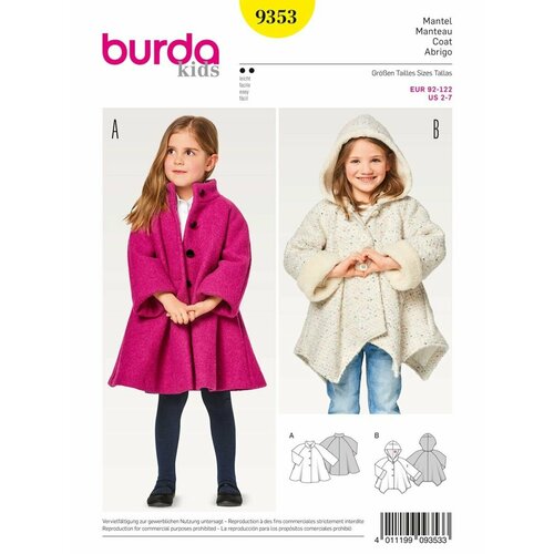 Выкройка Burda 9353 Пальто выкройка burda 8292 пальто