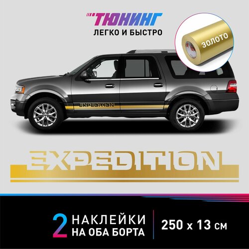 Наклейка на автомобиль FORD Expedition - золотые наклейки на авто форд Экспедишн на ДВА борта