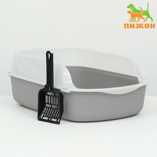 Туалет с бортом, 50х35х18 см, серый щетка с совком apex duck set пластик цвет серый