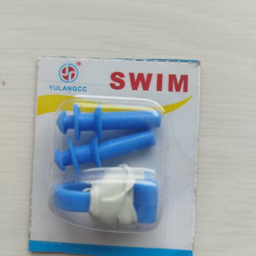Набор для плавания (беруши плюс зажим для носа) на блистере синий беруши для плавания с шумоподавлением многоразовые защита слуха силиконовые со шнуром 1 шт