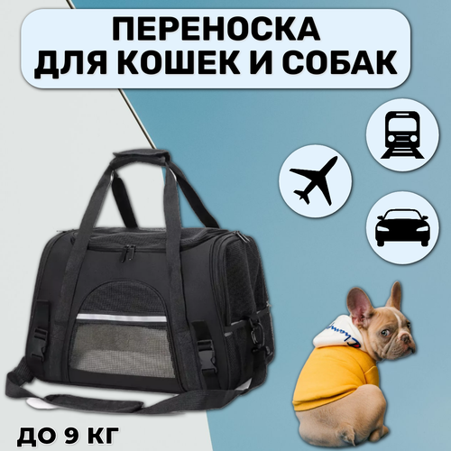 Переноска-сумка для кошек и собак, черный