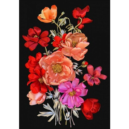 Пионы и космеи ВЛ-1016 Любава Набор для вышивания 30 х 42 см Вышивка лентами 868₽