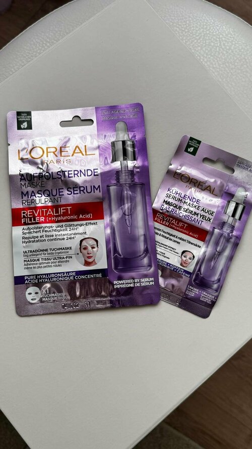 Набор тканевых масок для лица и для глаз LOréal Paris Revitalift Filler Hyaluronic Plumping