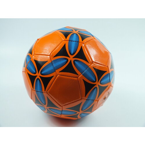 Мяч футбольный, машинная сшивка, PVC, размер 5, 290 г, (1 шт) оранжевый/голубой