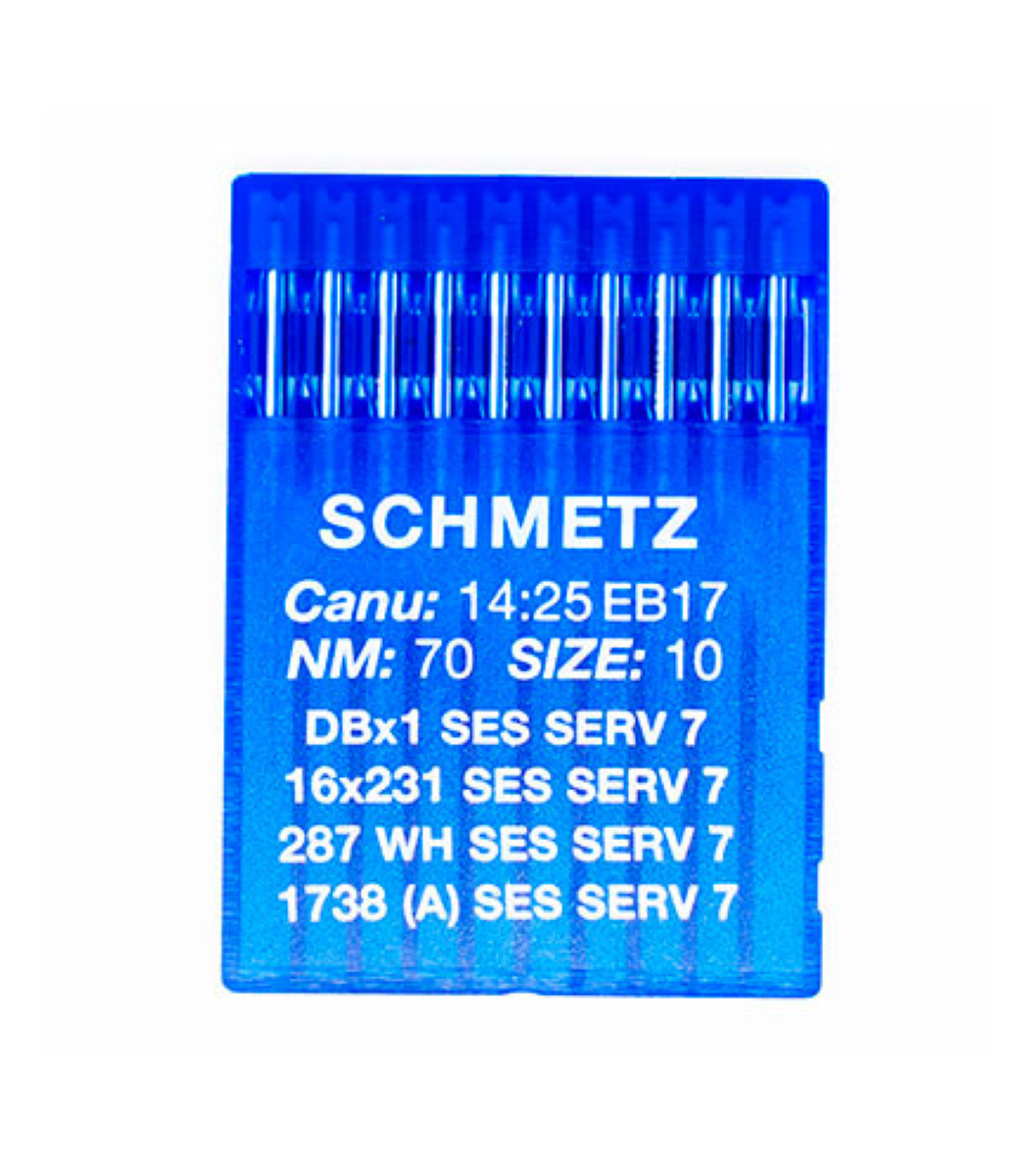 Иглы для промышленных швейных машин Schmetz, тонкая колба 1738/DBx1 SES SERV7 №70, 10 шт.