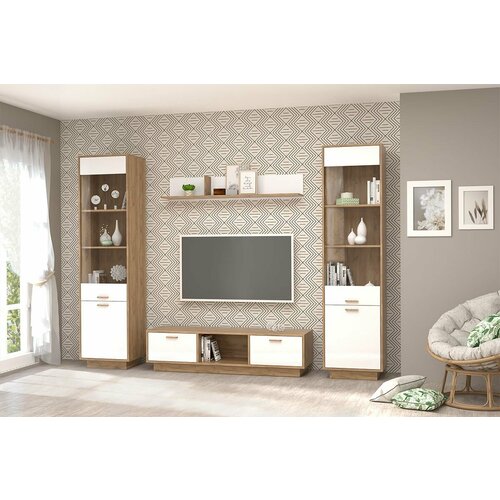 Комплект мебели для гостиной Эго МС композиция 9 Дуб Крафт ЗолотойБелый Глянец 29970₽