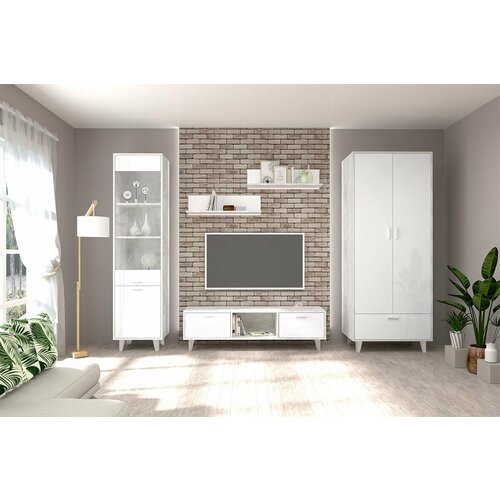 Комплект мебели для гостиной Эго МС композиция 6 Бетон СветлыйБелый Глянец 35455₽