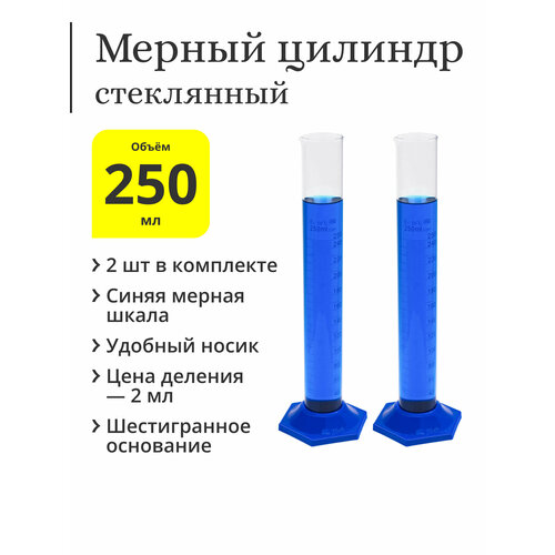 Мерный цилиндр стеклянный, 250 мл (2 шт.)