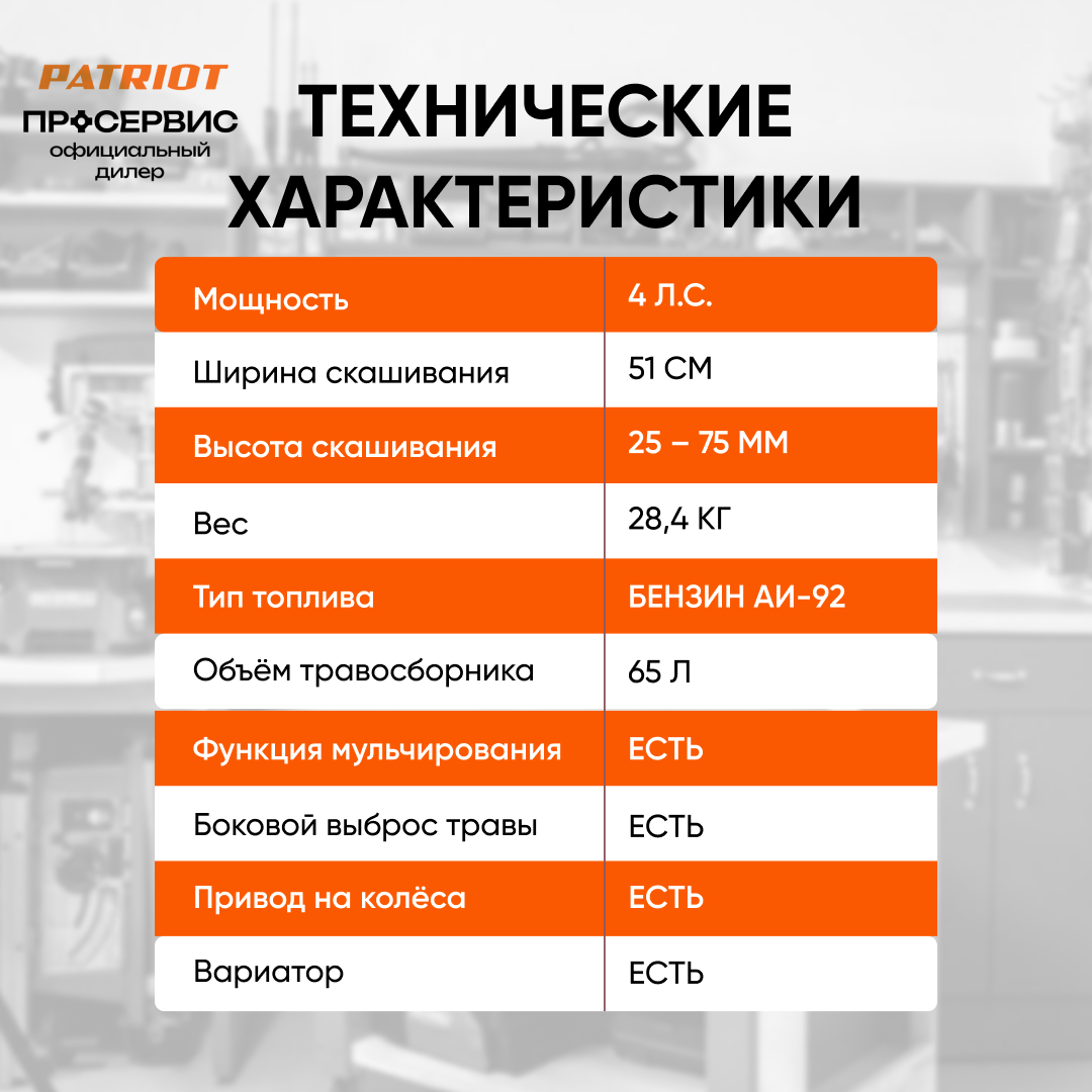 Газонокосилка бензиновая PATRIOT - фото №15