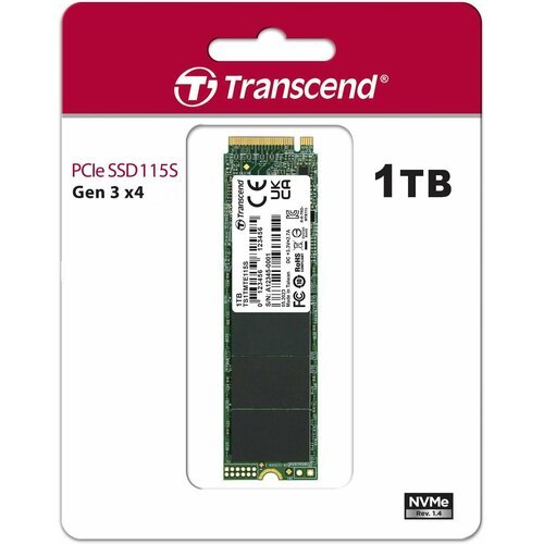 Накопитель SSD Transcend PCIe 3.0 x4 1TB TS1TMTE115S 115S M.2 2280 0.2 DWPD накопитель ssd transcend pci e 3 0 x4 1tb ts1tmte115s 115s m 2 2280 0 2 dwpd