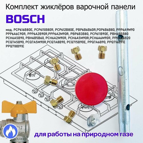 Комплект жиклеров, форсунок газовой варочной панели BOSCH, под природный газ