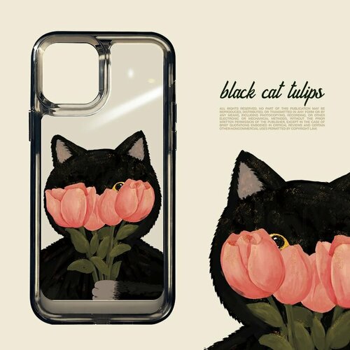 Чехол Black Cat Tulips для iPhone 14 Pro