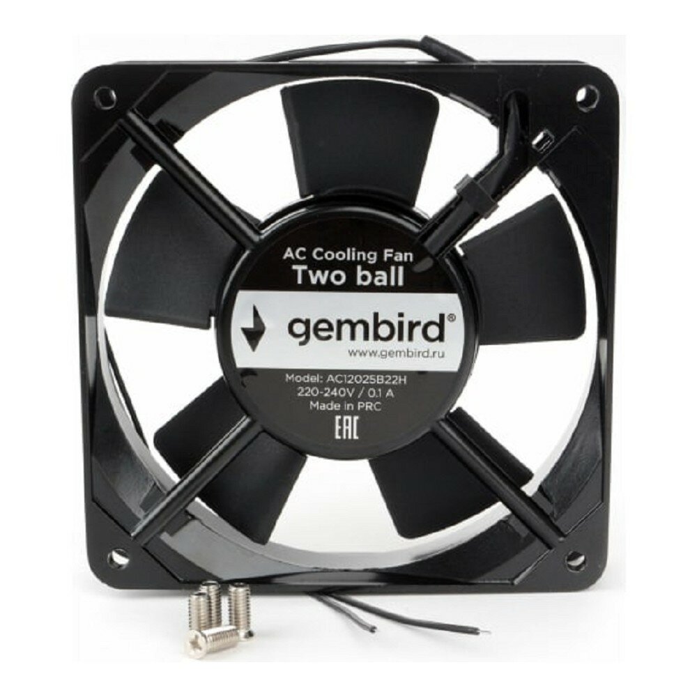 Gembird Вентилятор 120x120x25 AC 220 подшипник 2 pin провод 30 см AC12025B22H