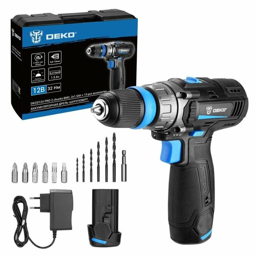 Аккумуляторная дрель-шуруповерт DEKO DKCD12V PRO в кейсе 12В 2х15Ач 4146₽