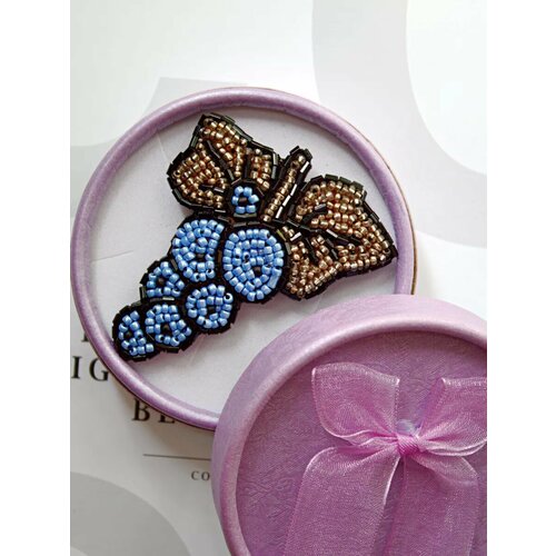 Брошь CRAZY CRYSTAL, бежевый, голубой