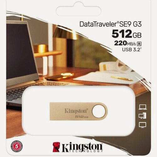 Изображение товара USB флешка Kingston 512Gb DTSE9G3/512Gb USB 3.2 Gen 1 (220/100 Mb/s) gold