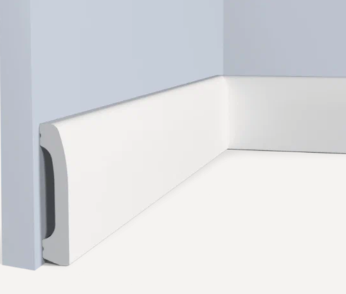 Изображение товара Плинтус Hiwood напольный 18x65 мм полиуретановый полистирол высокий под покраску белый Перфект Plus BE55-1 метр