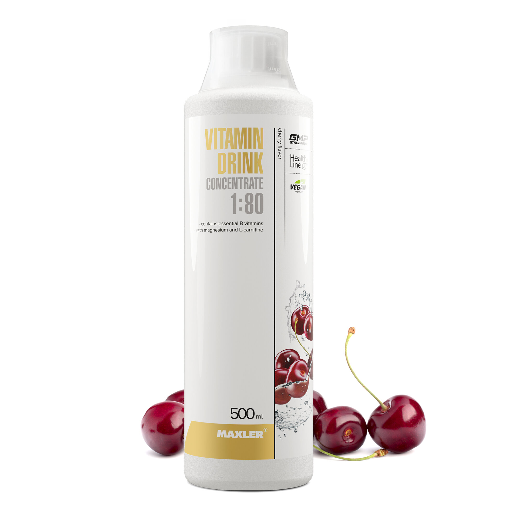 Витаминный напиток Maxler Vitamin Drink Concentrate комплекс витаминов B Магний  LКарнитин 500 мл  Вишня