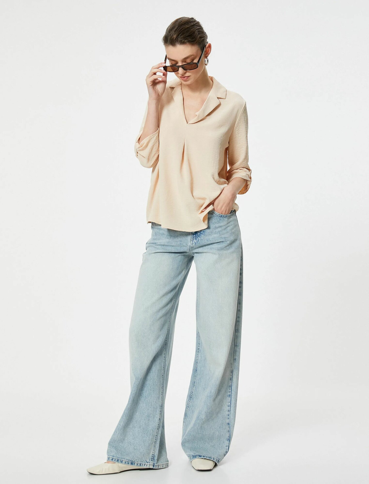 Блуза KOTON, размер 42, бежевый — фото 1