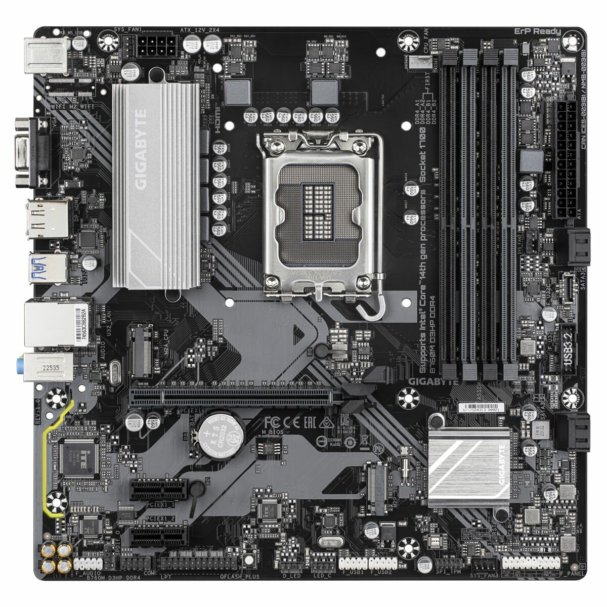 Материнская плата GIGABYTE B760M D3HP, DDR4, microATX — фото 1