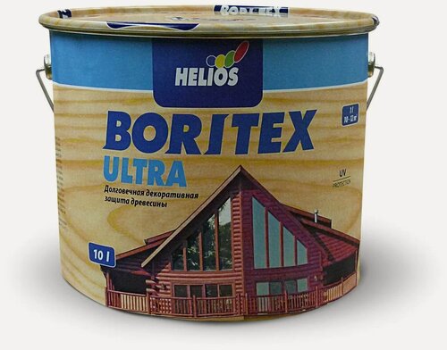 Изображение товара Лазурь декоративная HELIOS BORITEX ULTRA по дереву №13 белая 10л