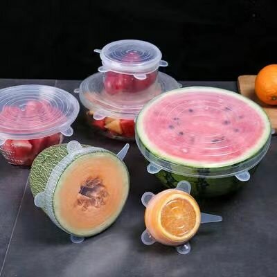 Силиконовые крышки для хранения продуктов, термостойкие, универсальные, набор из 6 штук, для холодильника и микроволновки