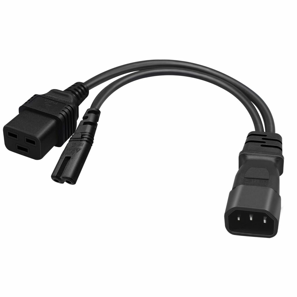 Кабель питания с разветвителем C14 на C7 + C19 Y, одиночный переходной кабель IEC 320 папа-мама