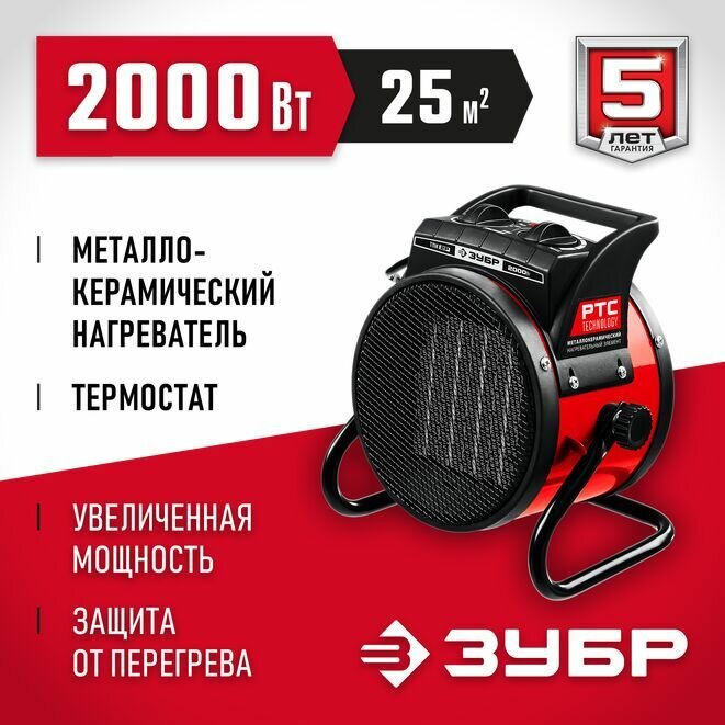 ЗУБР 2 кВт электрическая тепловая пушка