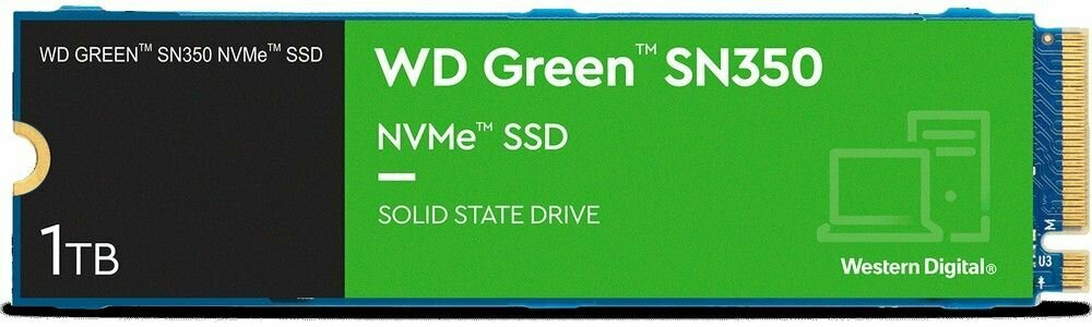 Внутренний SSD диск WD Green SN350 1TB, M.2 (WDS100T3G0C), официальная гарантия — фото 1