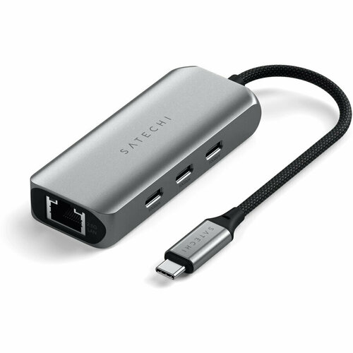 Сетевой адаптер Satechi 4-в-1 USB-C с 25 Gigabit Ethernet серый 6350₽