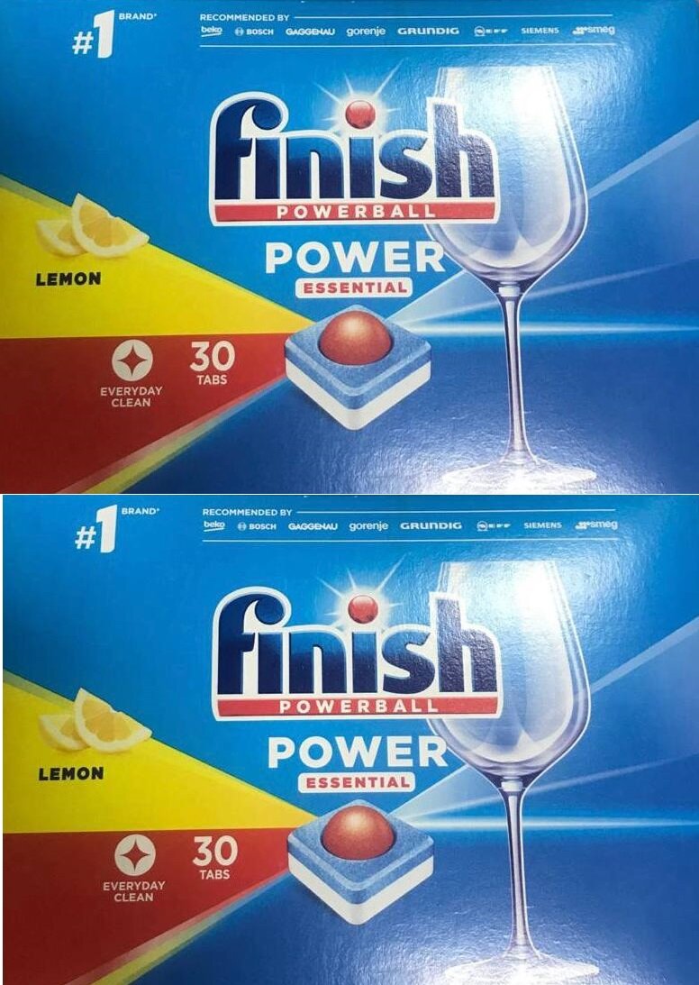 Finish Power Essential Lemon Таблетки для посудомоечной машины Лимон, 2шт х 30 таблеток
