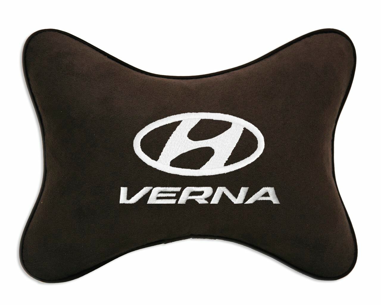 Подушка автомобильная на подголовник коричневая алькантара HYUNDAI Verna