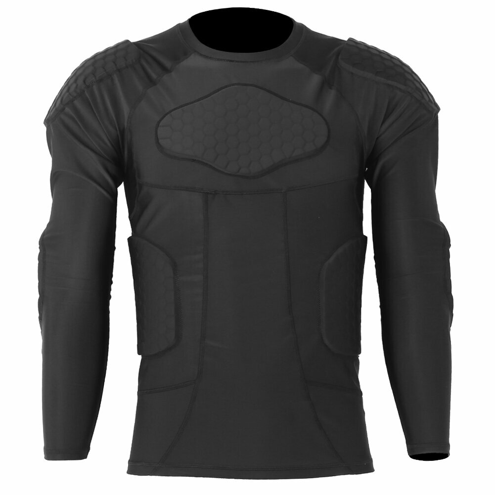 Утолщенная защита груди от столкновений спортивный костюм с длинными рукавами колготки для футбола баскетбола лыжных тренировок защитное снаряжение черный (XL (рекомендуется 75-85 кг))