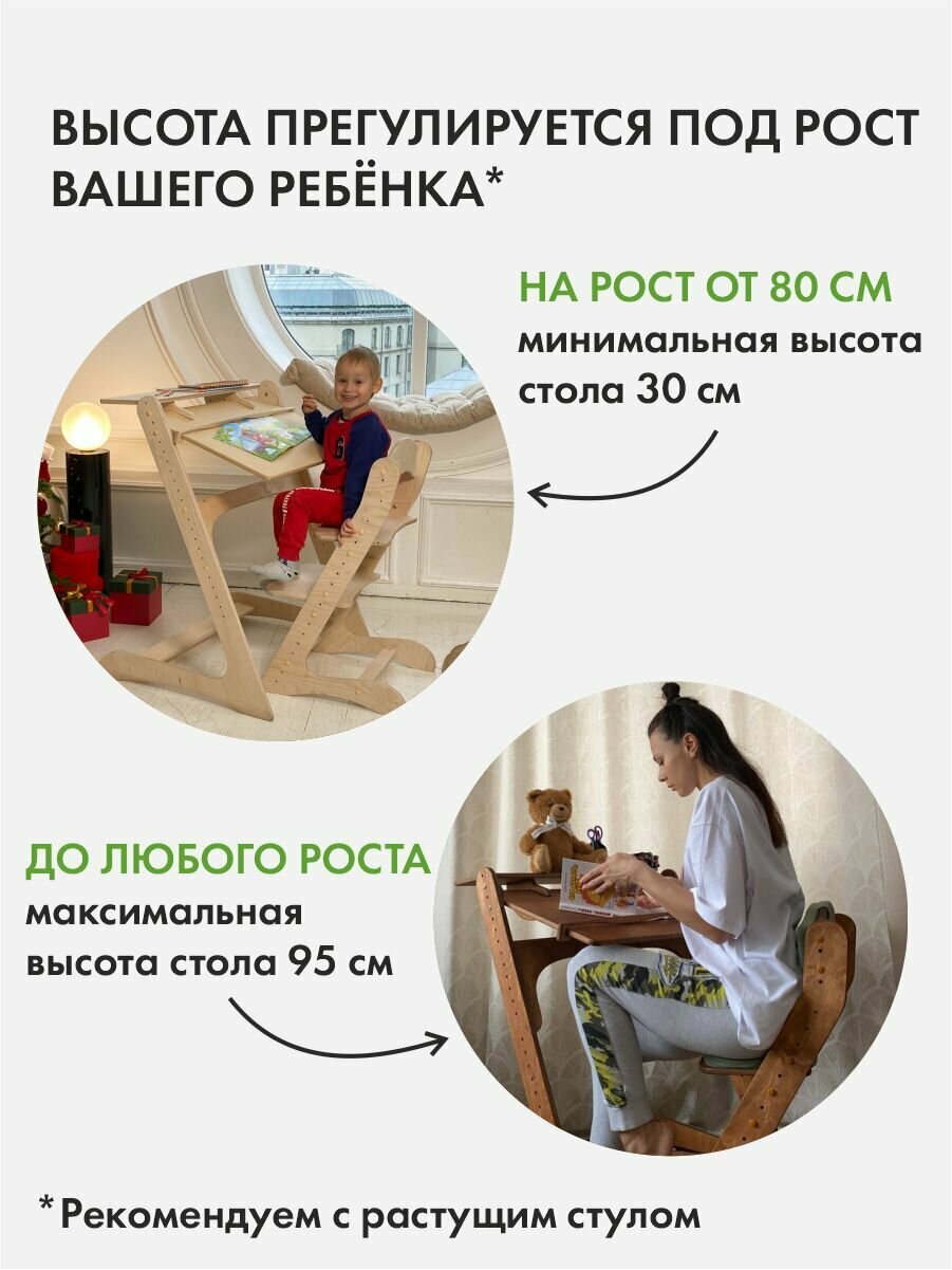 Парта для ребенка, растущая парта, без покрытия — фото 1